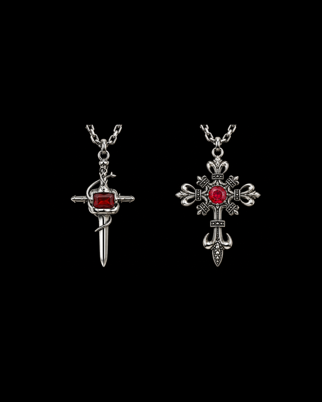 Red Stone Cross Necklace