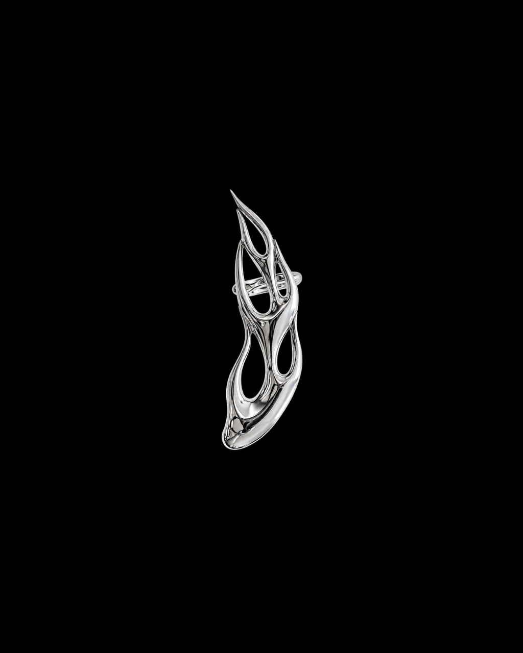 Silver Flame Ear Cuff