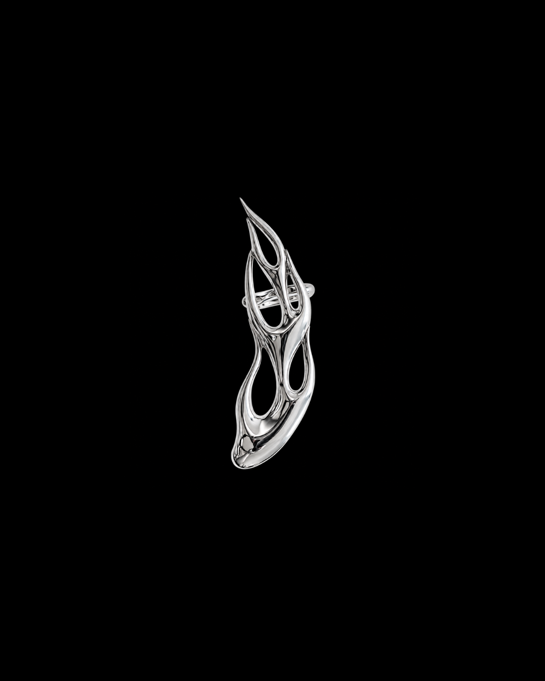 Silver Flame Ear Cuff