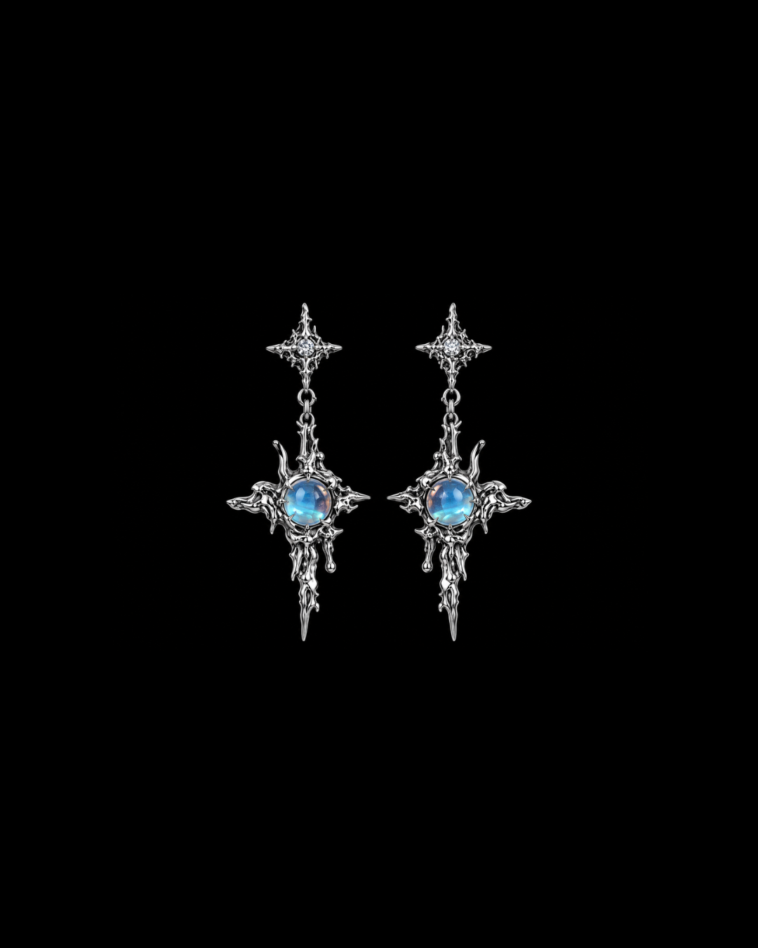 Celestial Orb Cross Earrings