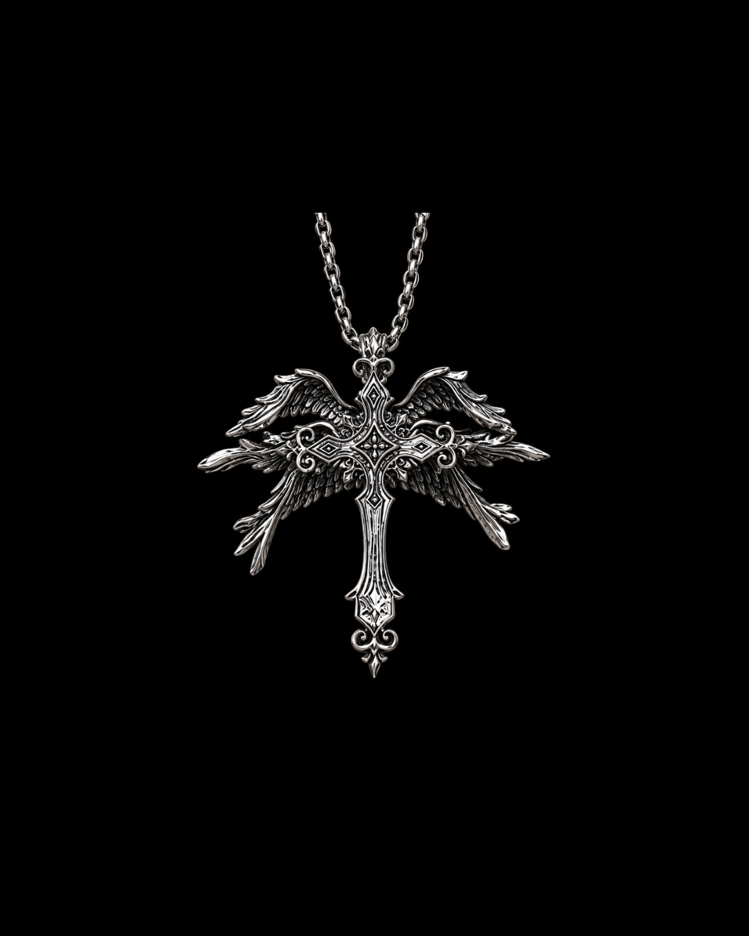 Fallen Angel Cross Necklace