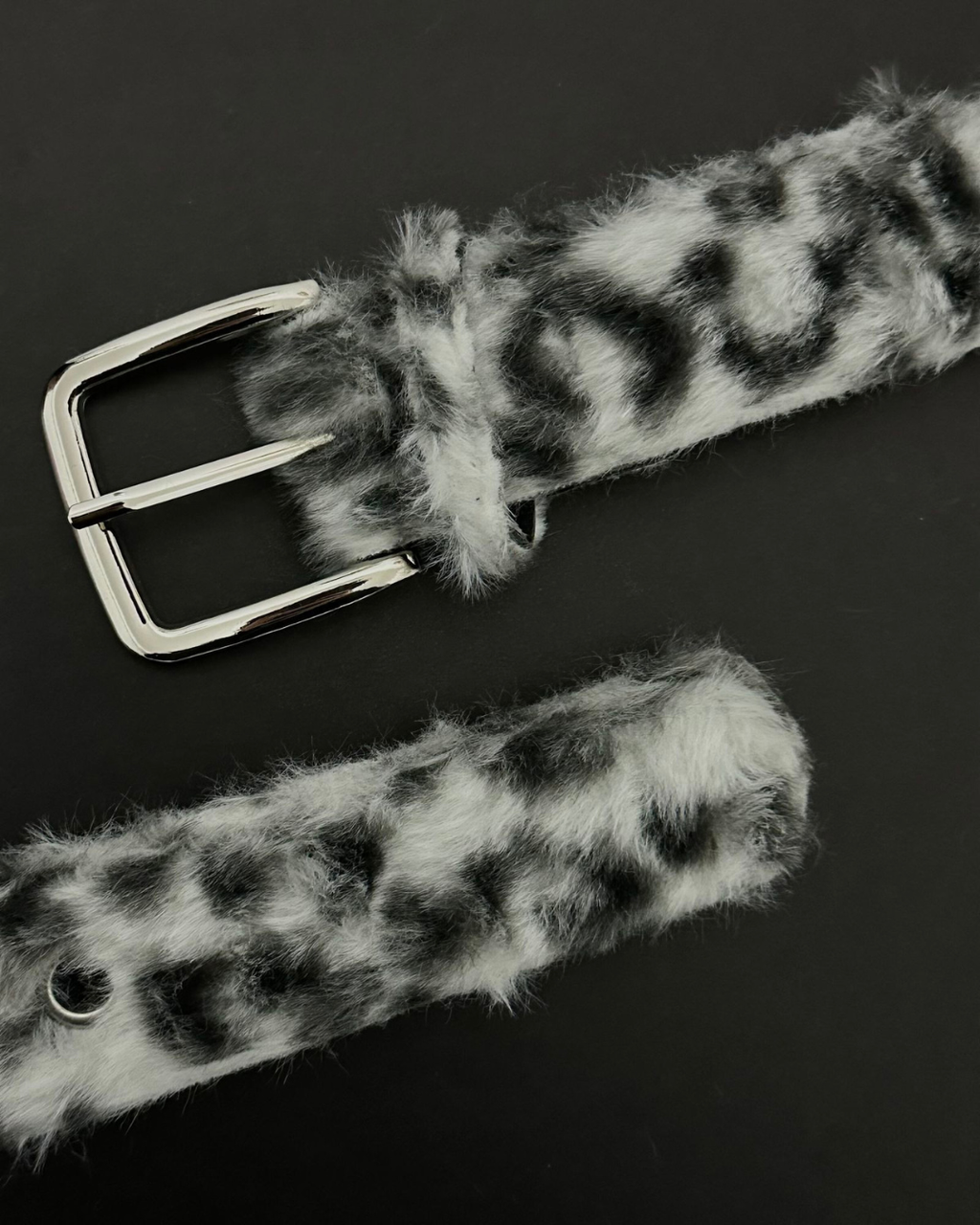 Faux Leopard Belt White