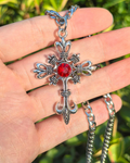 Red Stone Cross Necklace