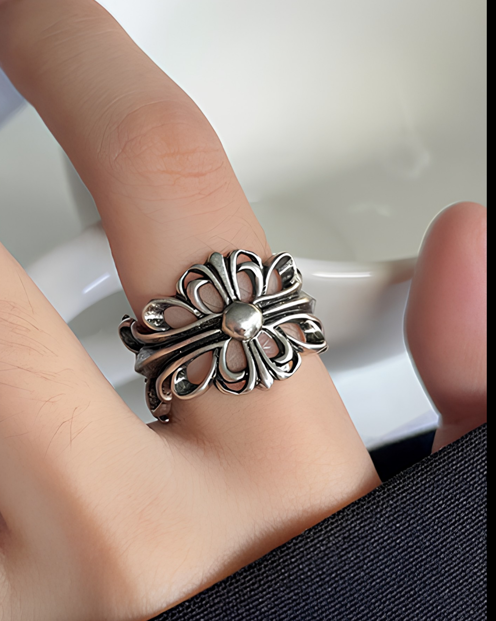 Chrome Heart Cross Ring