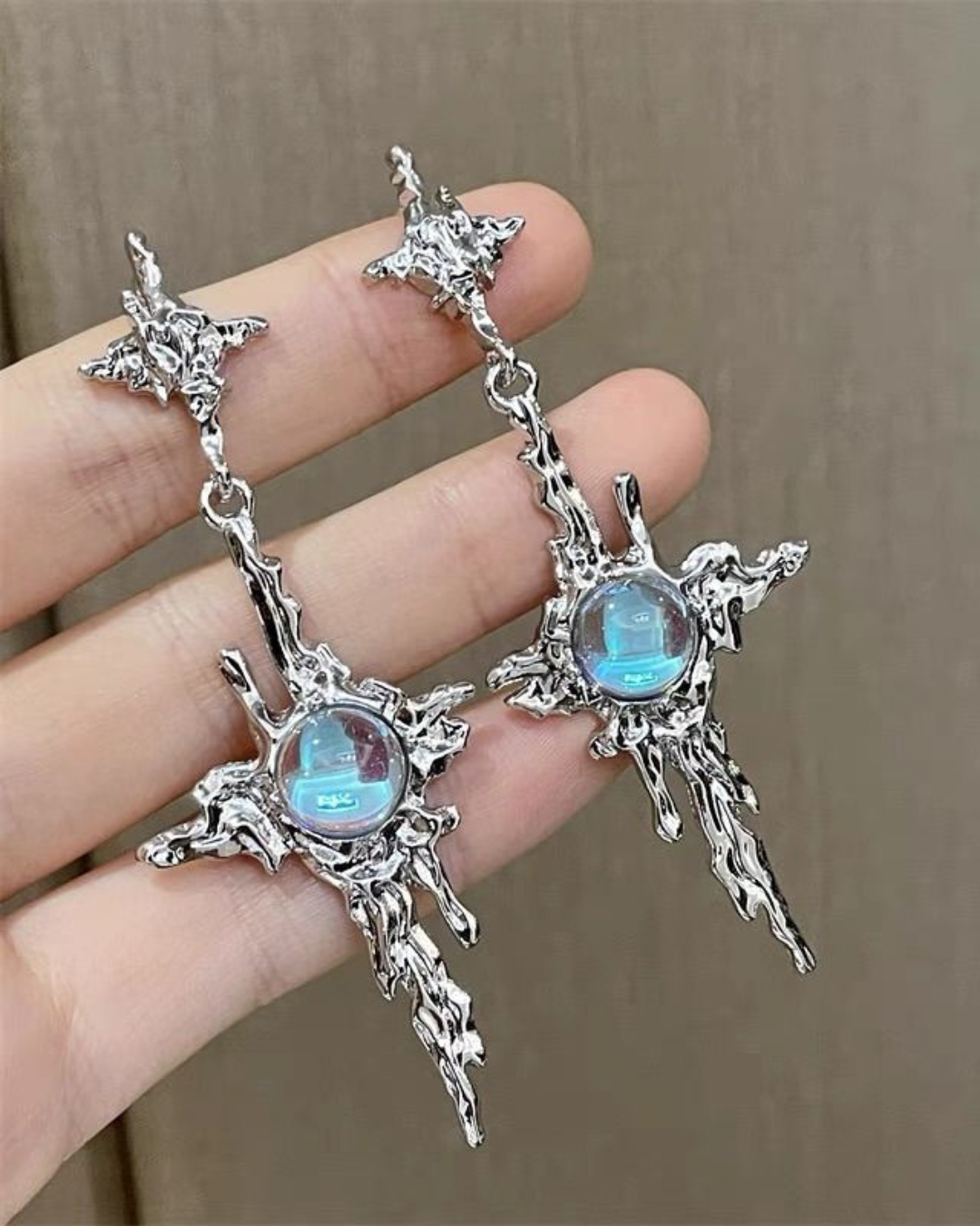 Celestial Orb Cross Earrings
