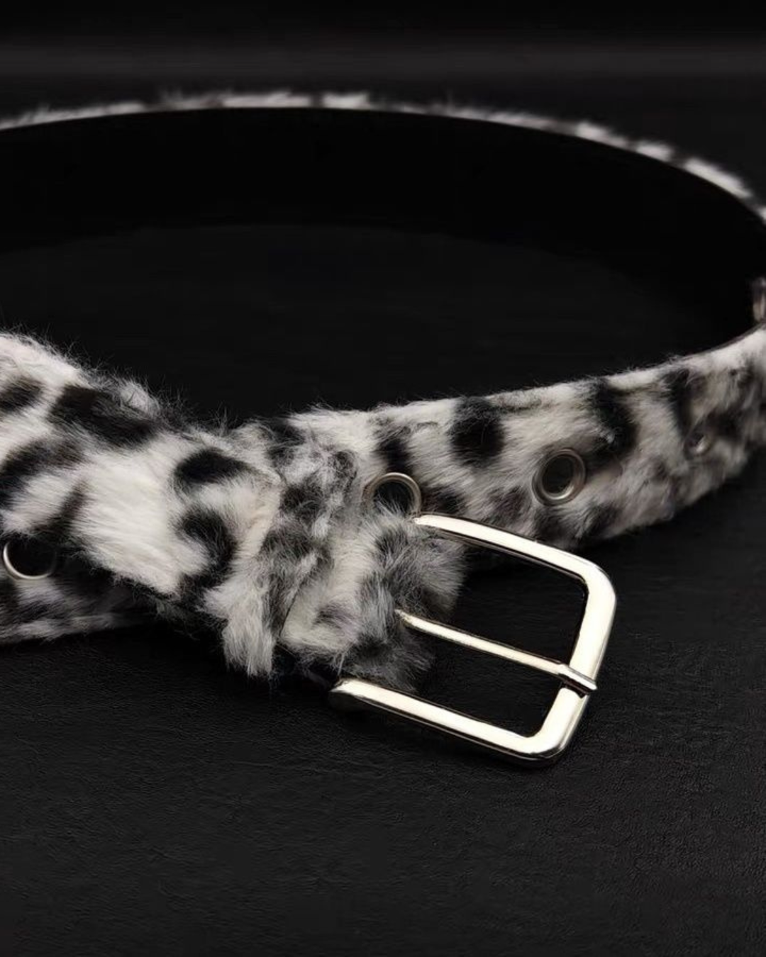 Faux Leopard Belt White