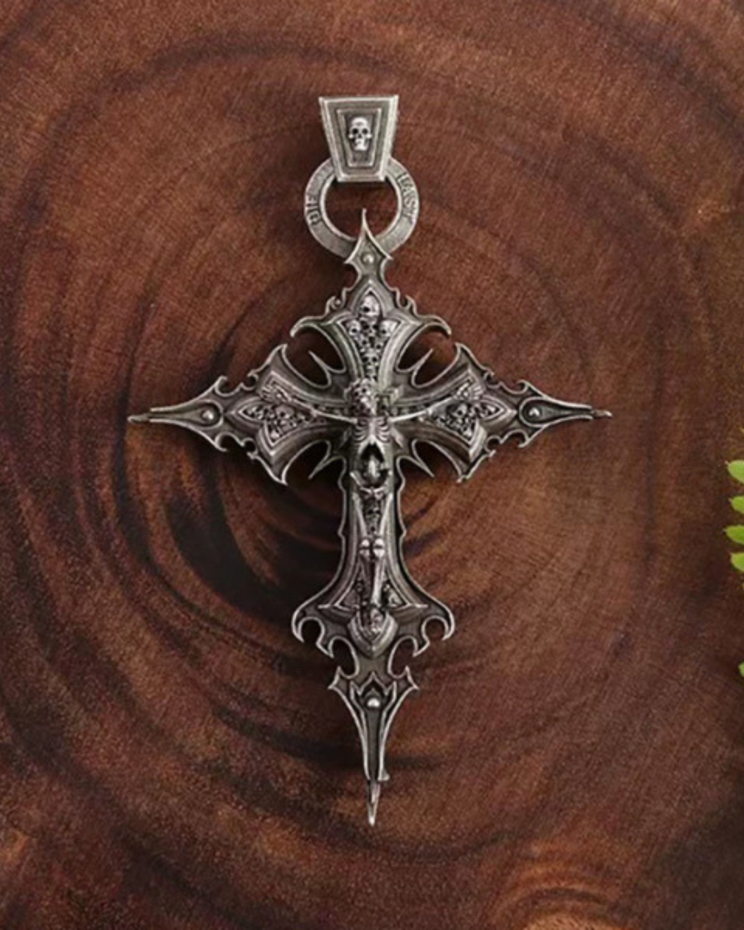 Gothic Cross Skull Pendant Necklace