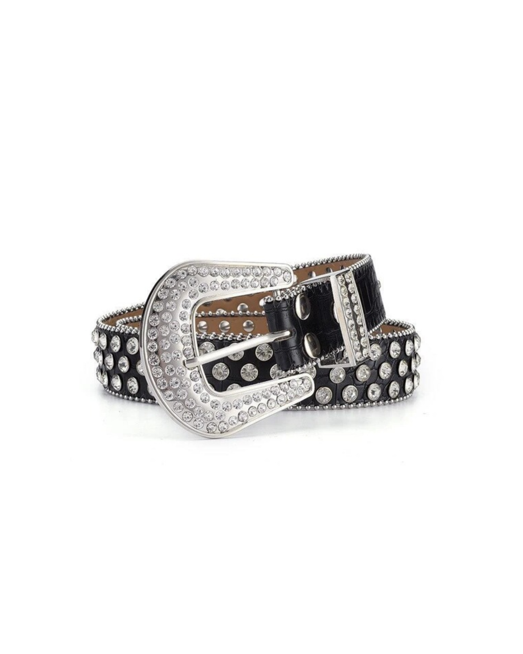 Y2K Punk Rhinestone Leather Belt