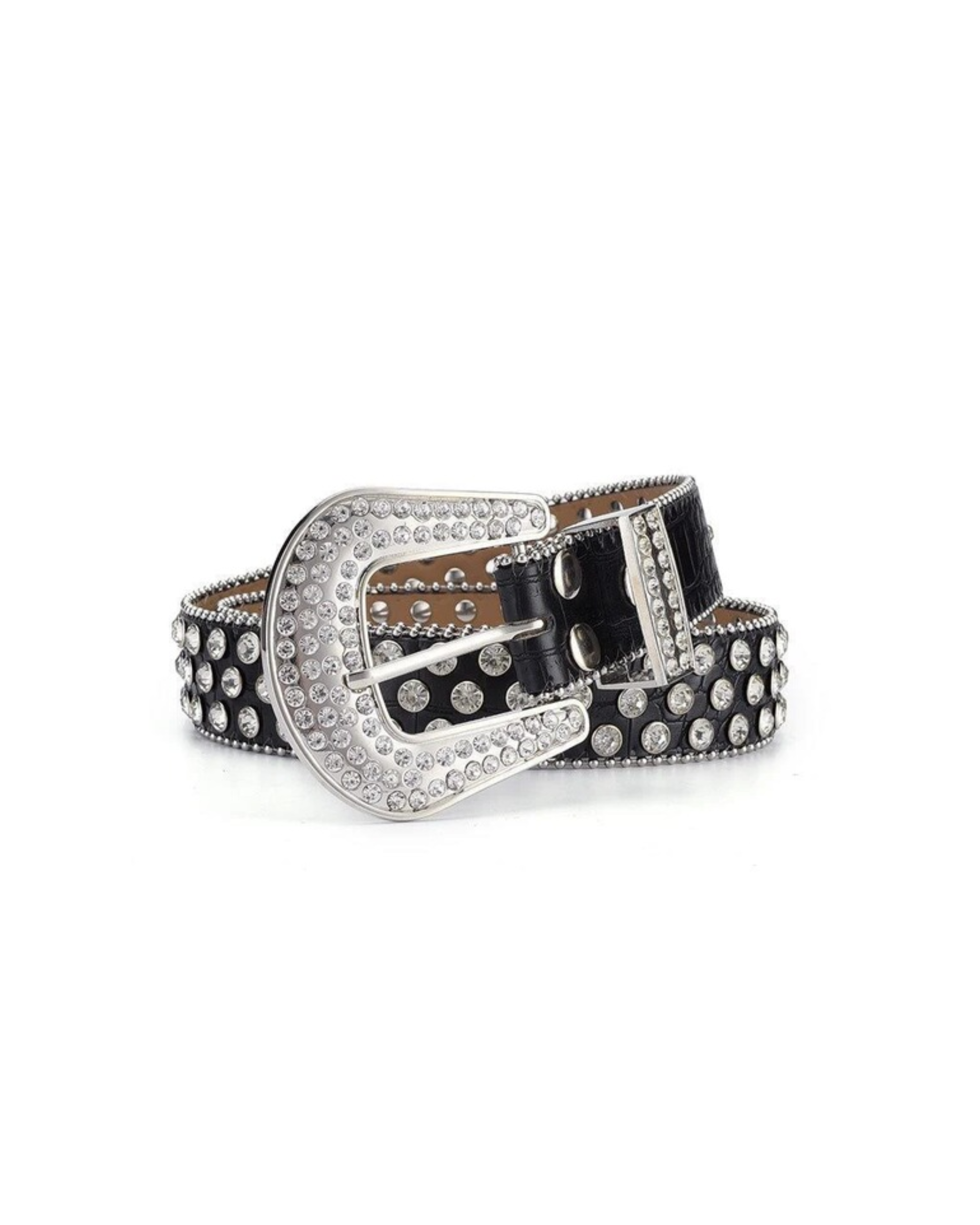 Y2K Punk Rhinestone Leather Belt