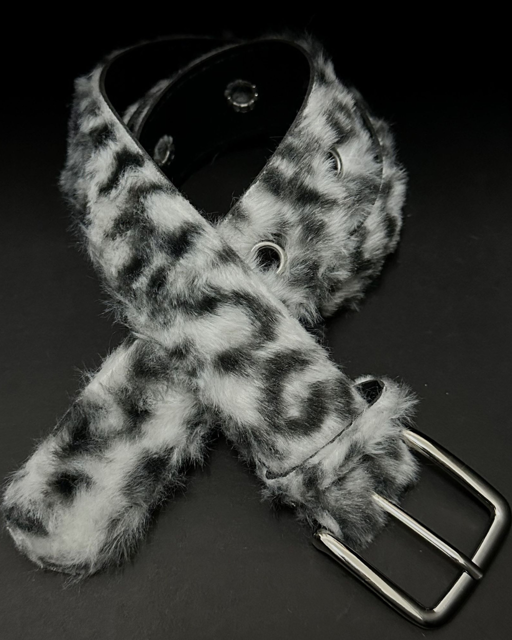 Faux Leopard Belt White