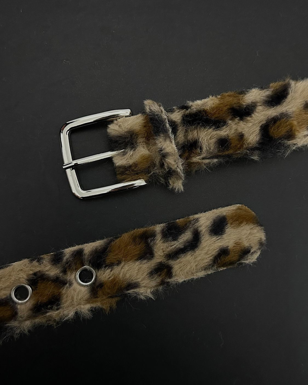 Faux Leopard Belt Beige