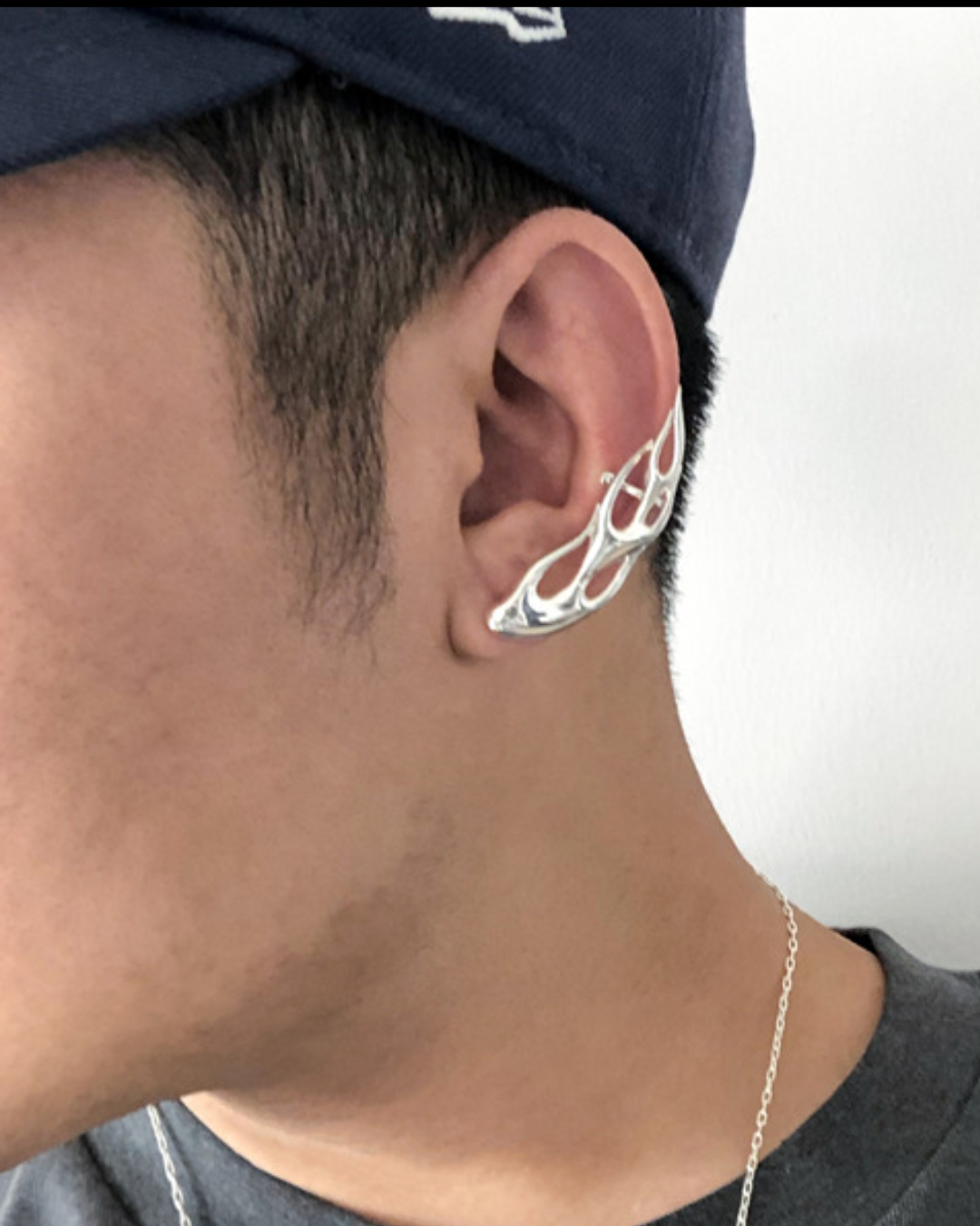 Silver Flame Ear Cuff