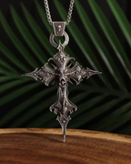 Gothic Cross Skull Pendant Necklace
