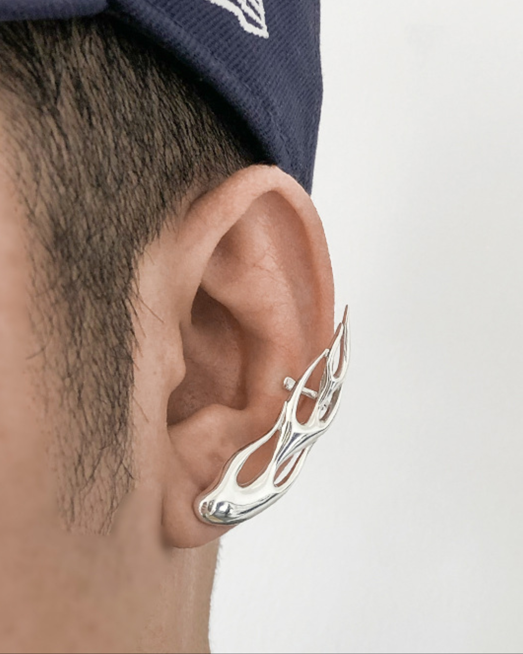 Silver Flame Ear Cuff