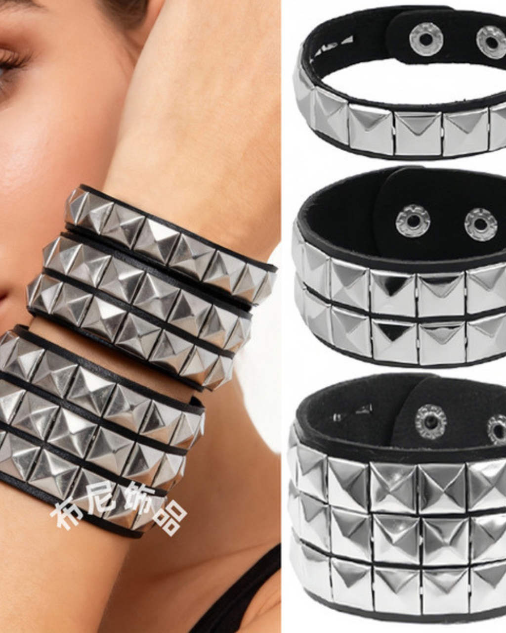 Goth Punk Pin Bracelet Set