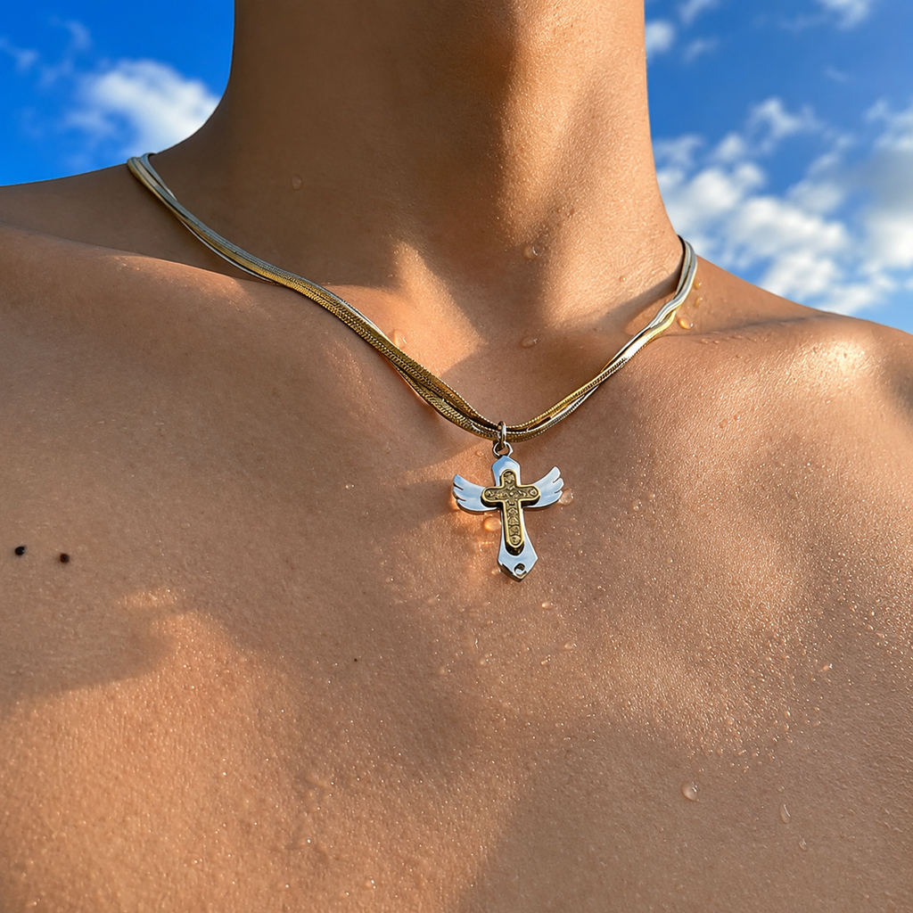 Celestial Cross Wing Necklace