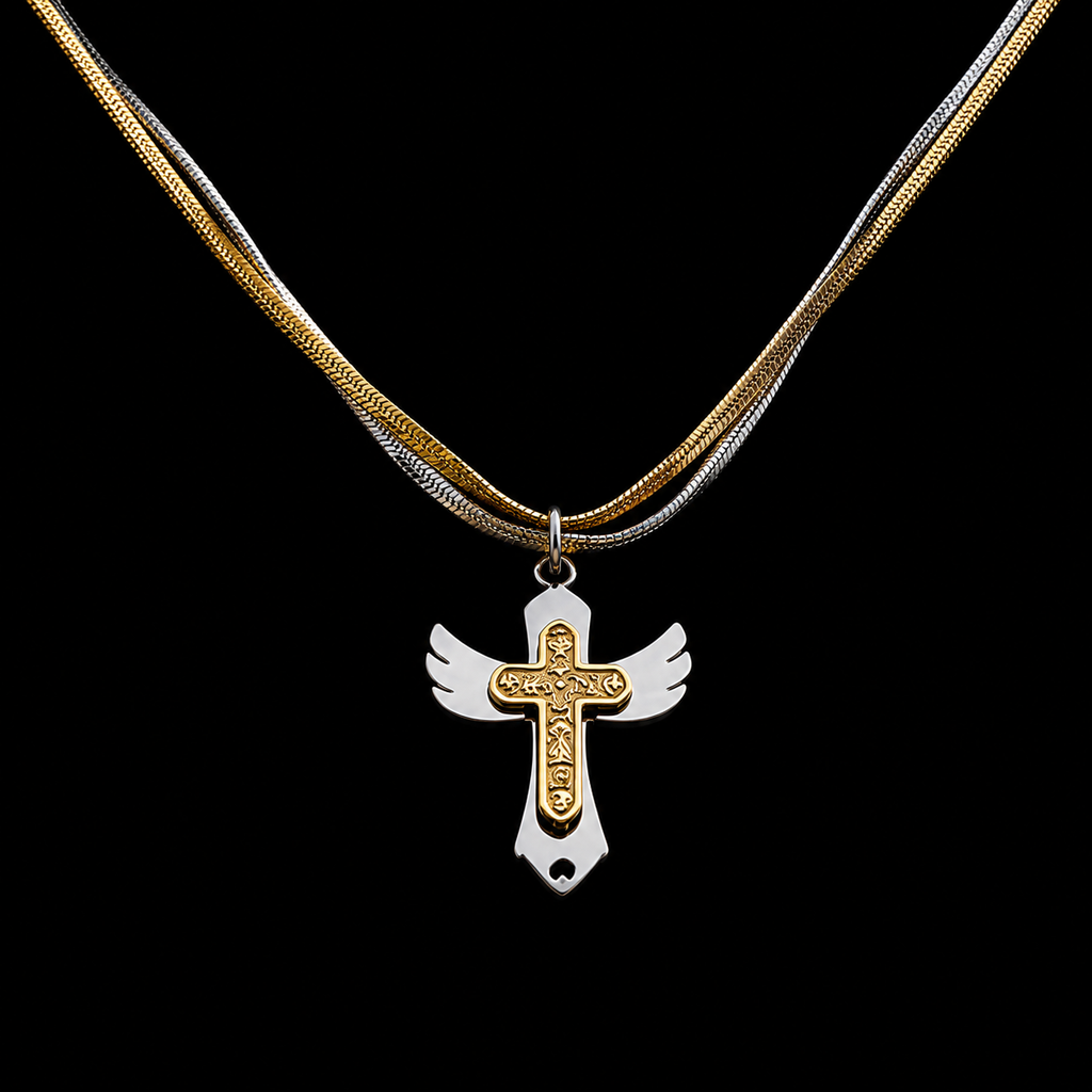 Celestial Cross Wing Necklace