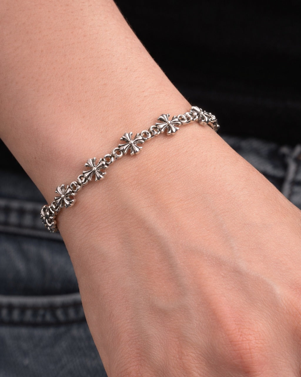 Silver Cross Chain Bracelet