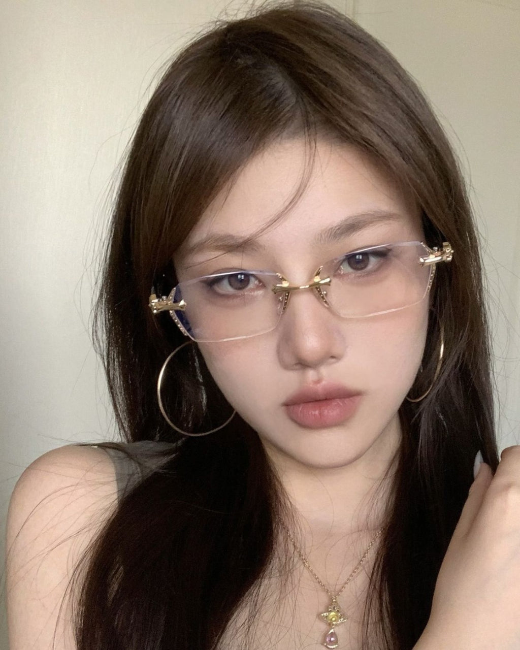 Chrome Heart Rimless Glasses Golden
