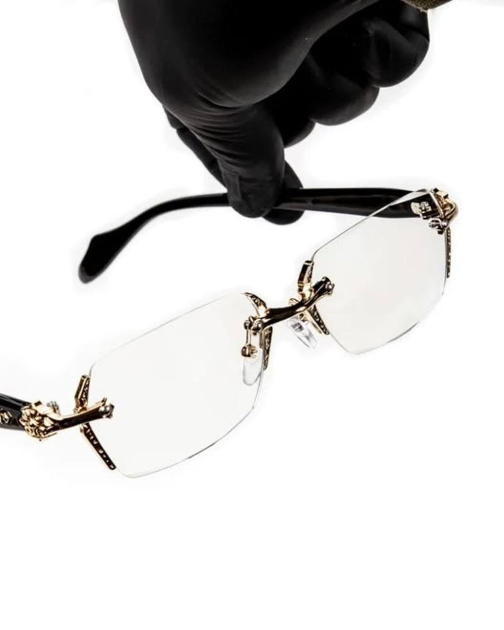 Chrome Heart Rimless Glasses Golden