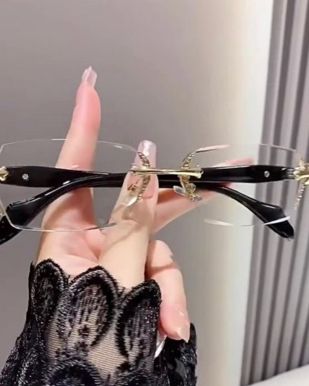 Chrome Heart Rimless Glasses Golden