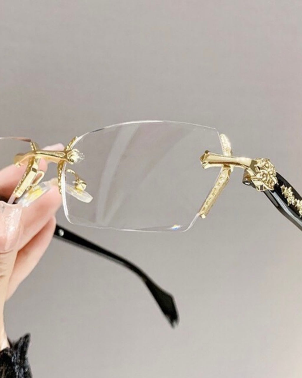 Chrome Heart Rimless Glasses Golden