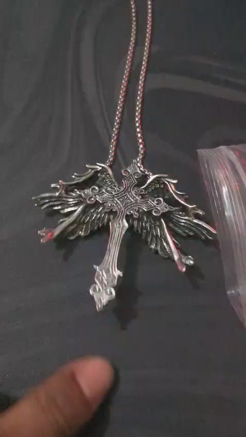 Fallen Angel Cross Necklace