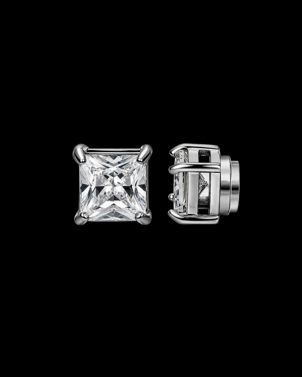 Silver Plated Square Magnetic Clip Pair