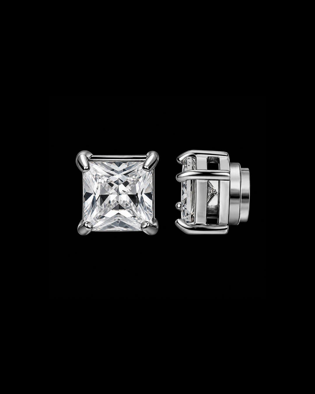 Silver Plated Square Magnetic Clip Pair